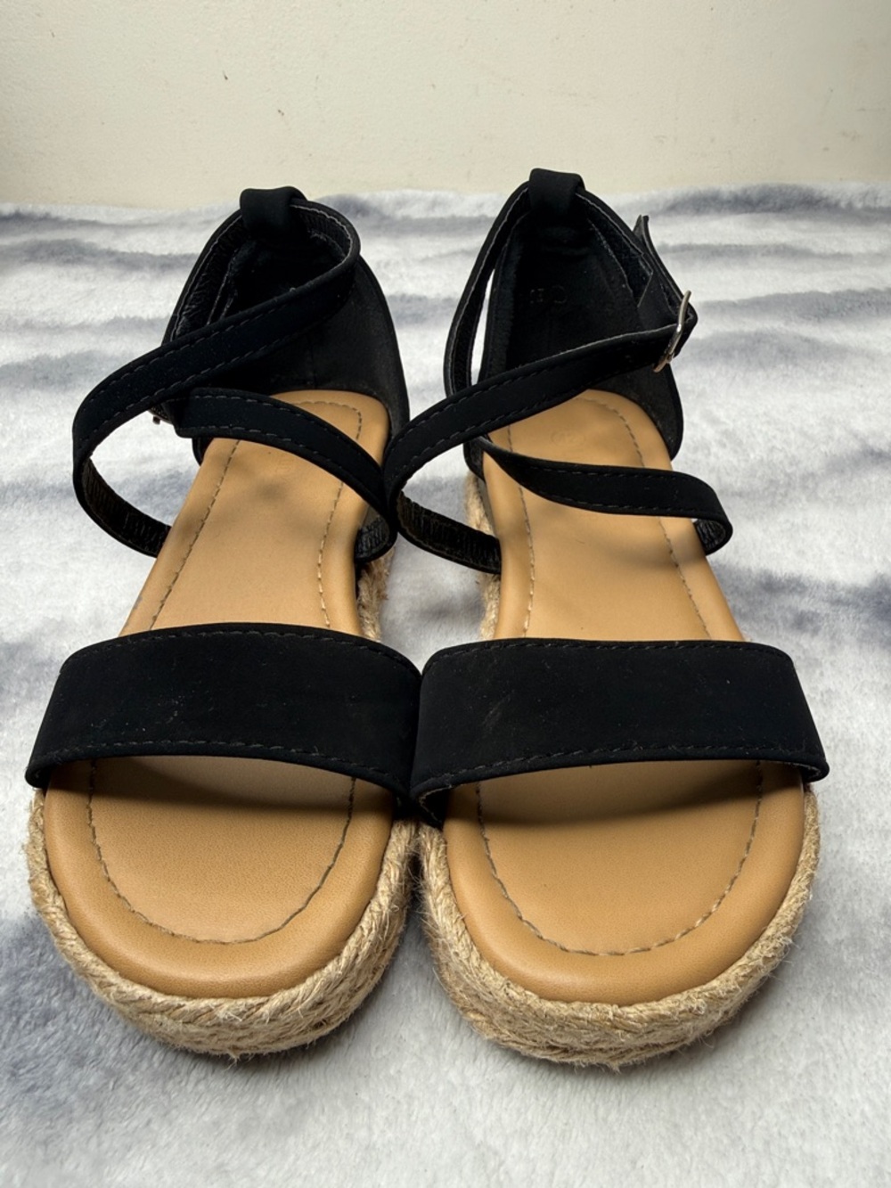 Black Ankle-Tie Espadrille Sandals